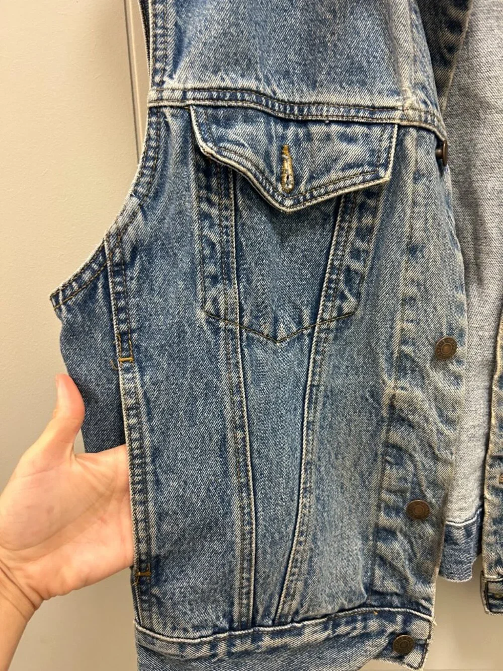Vintage GAP Denim Vest Men's XL Blue Jean Trucker Button Up Sleeveless 90s Y2K